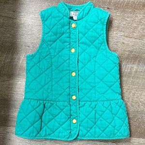 crown & ivy Teal Quilted Vest with Gold Buttons